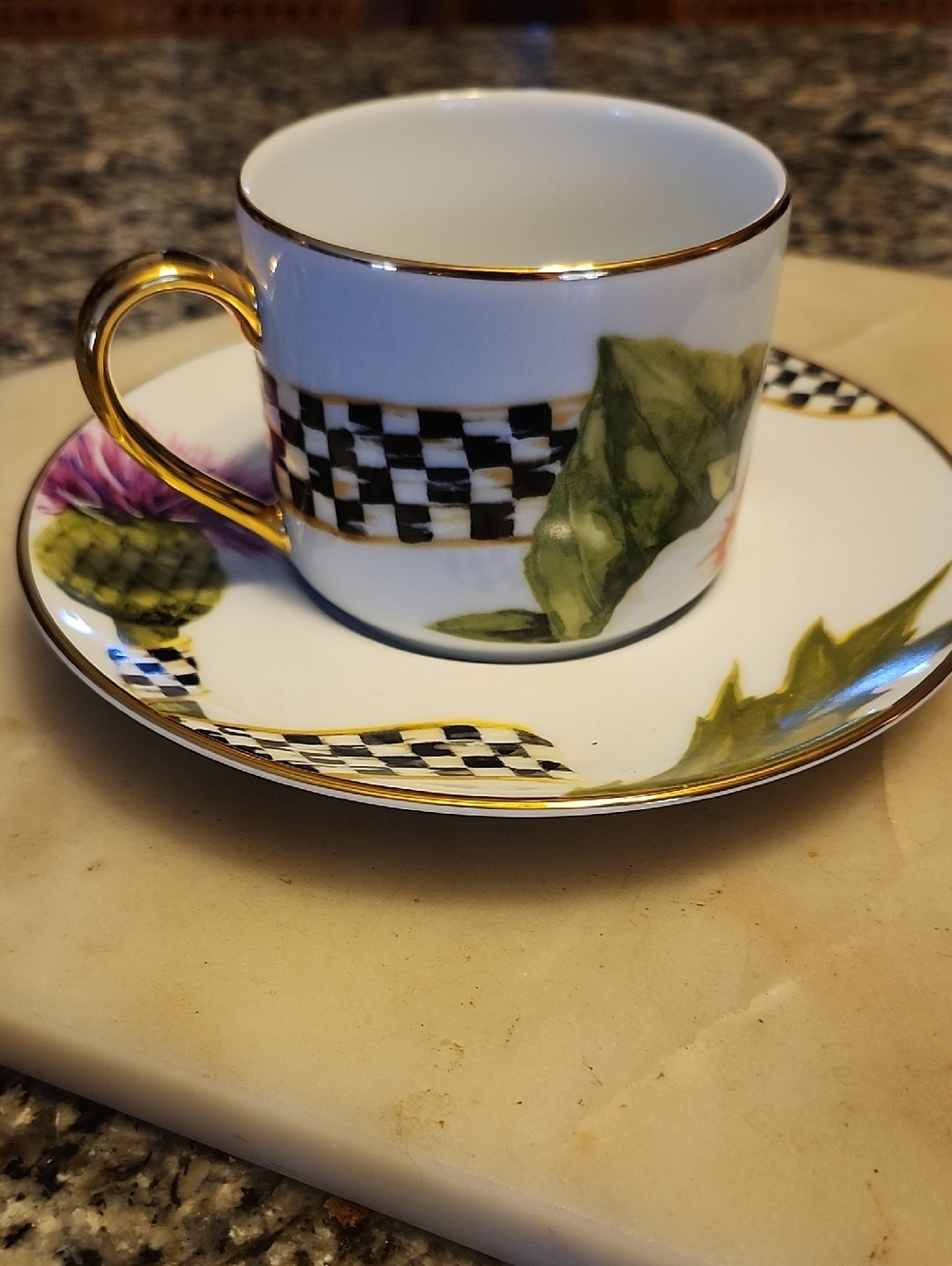 MacKenzie-Childs Thistle & Bee Teacup & Saucer